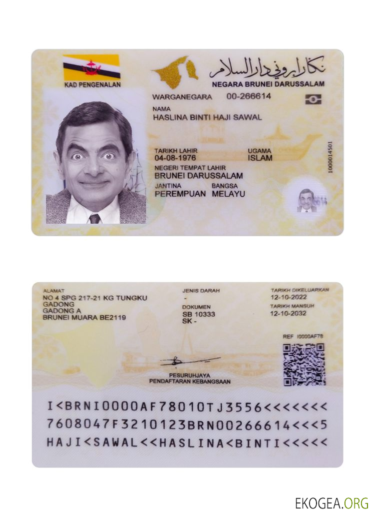 Carte d'identité du Brunei 2022 présent